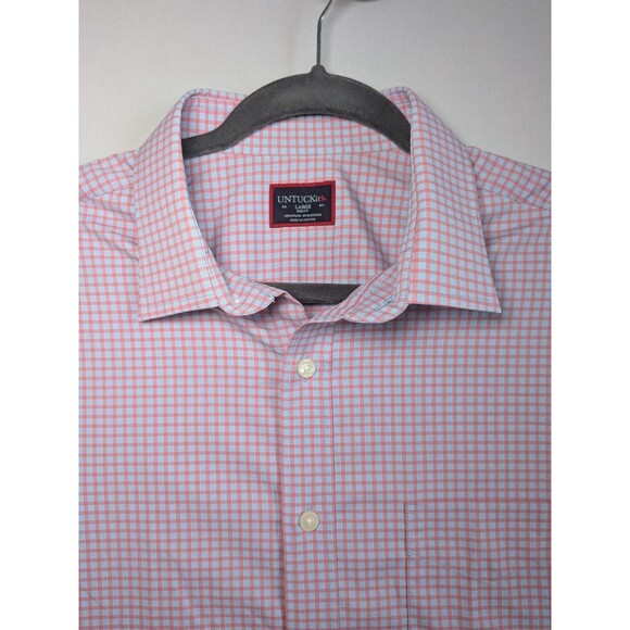 UNTUCKit Shirt Mens Large Slim Fit Button Down Plaid Short Sleeve Single Pocket - Picture 5 of 11